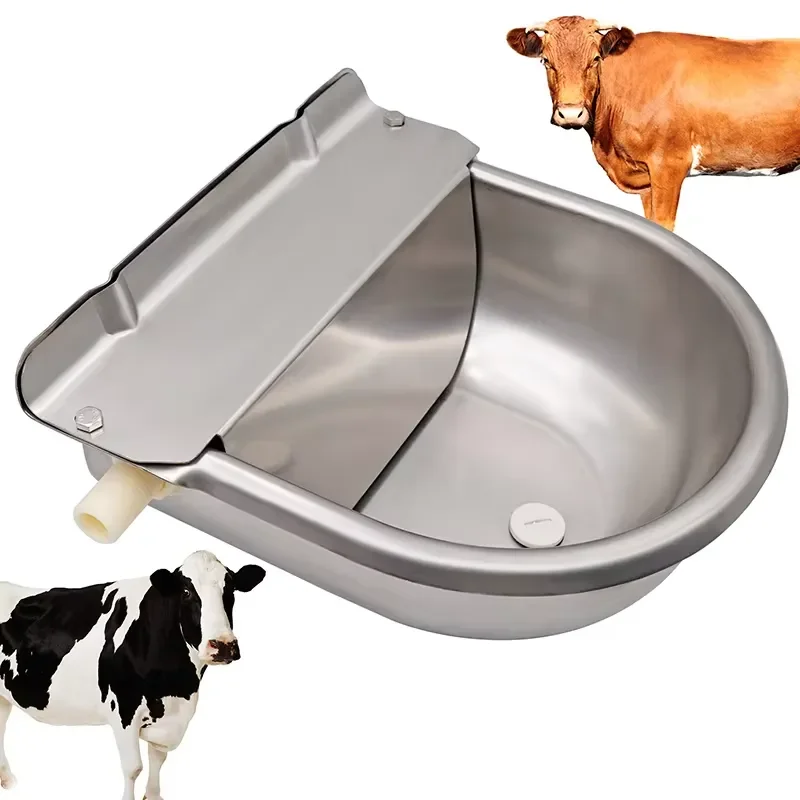 for Fixed Cover Flat Bottom Stainless Steel Cow Water Dispenser Float Control Animal Drinking Bowl with Slag Hole