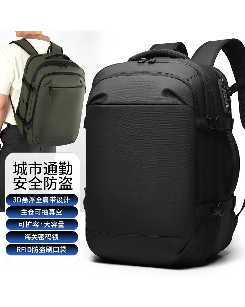 

Army green functional travel laptop backpack with adjustable straps water resistant fabric suitable for business trips outdoor