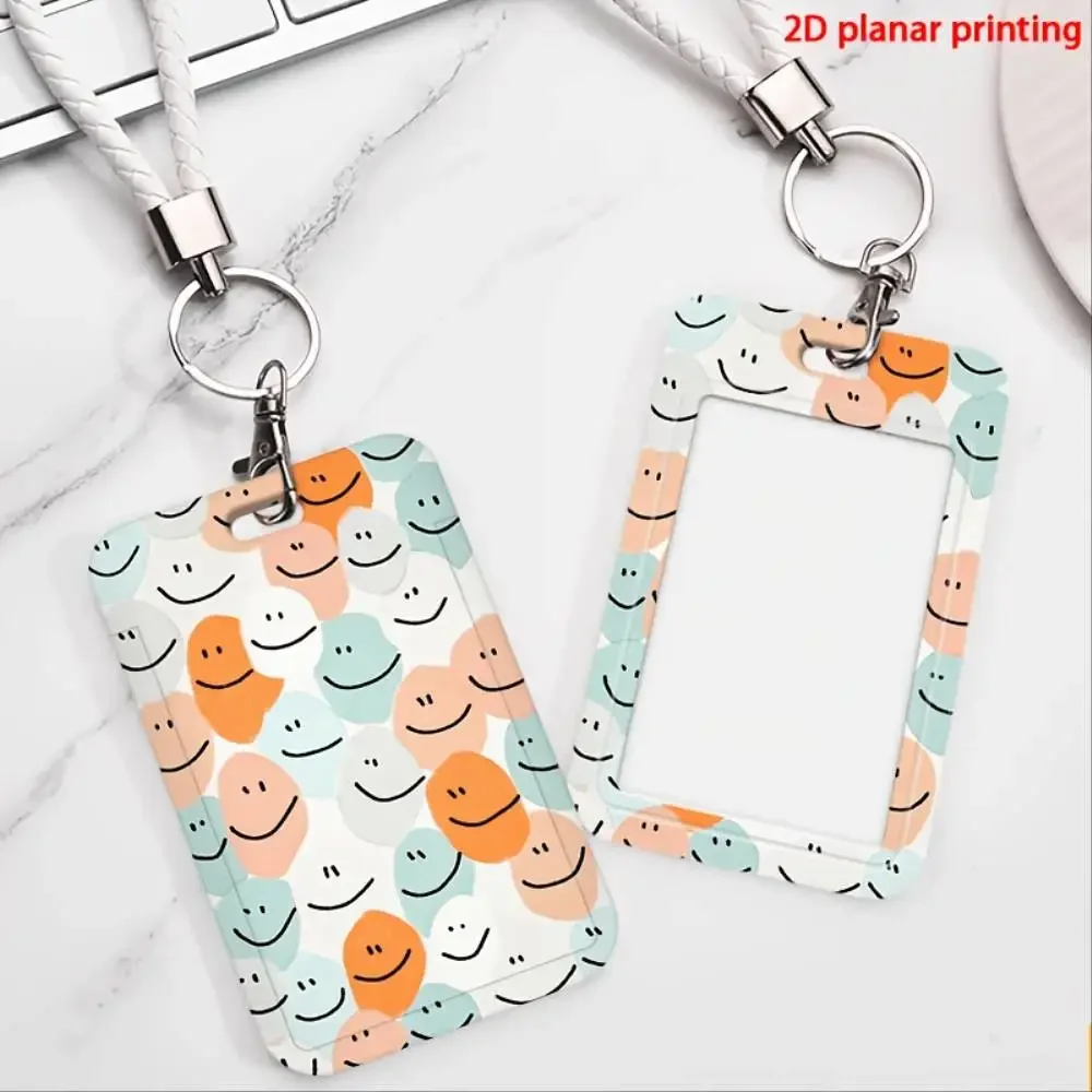 Pastel Smile Faces ID Card Holder Plastic Badge Case For Doctor Nurse Employee ID Bank Access Card Christmas Gift Men Women