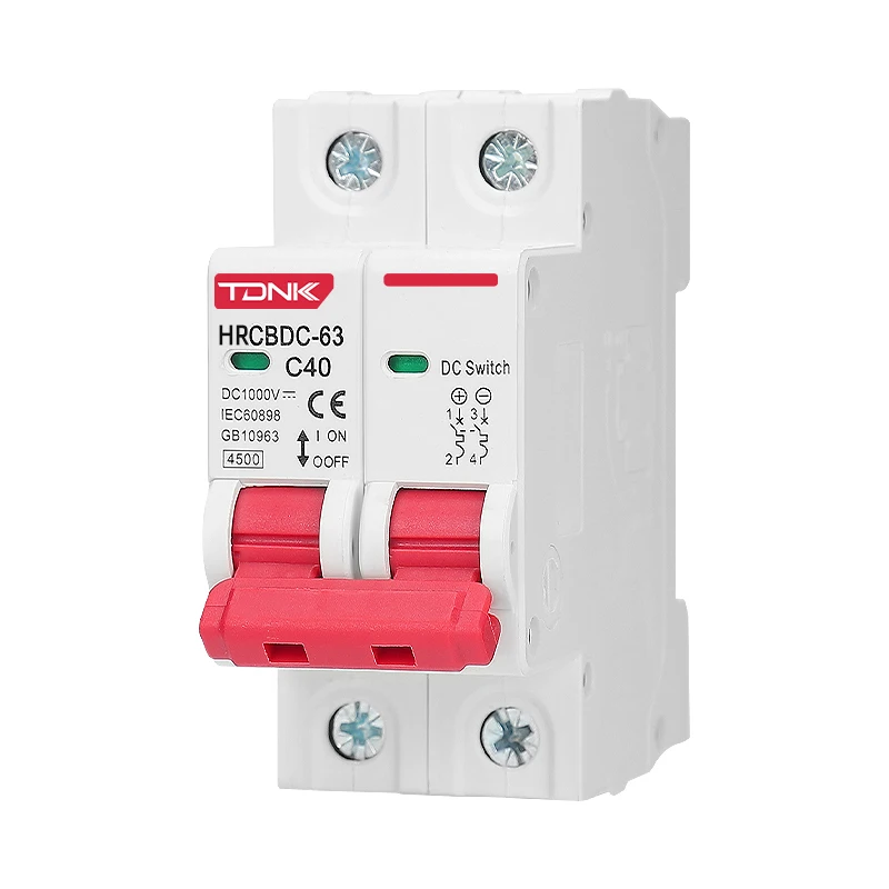 Pemutus Sirkuit Mini Surya 2P DC 1000V Sakelar Perlindungan Kelebihan Beban 6A 10A 16A 20A 25A 32A 40A 50A 63A untuk Sistem PV Fotovoltaik