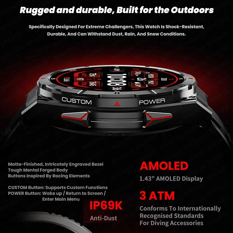 2025 AGPS New For HUAWEI Men Smart Watch DIgital Military Sports Electronic Bluetooth 10 ATM Waterproof Diving Original Bracelet