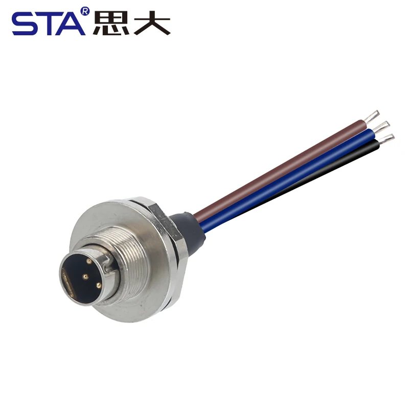 M9 Aviation plug Connector IP67 Waterproof 2/3/4/5/6 /7/8Pins Front And Back Socket 30cm Cable customzed length Factory use