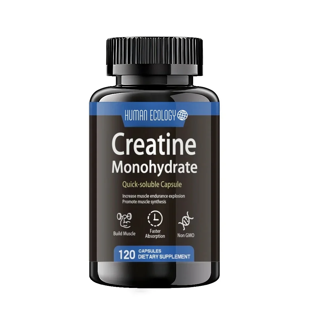 Creatine Monohydrate Capsules -120 Capsules, 3000 Milligrams Per Serving, Gluten Free, Non Gmo