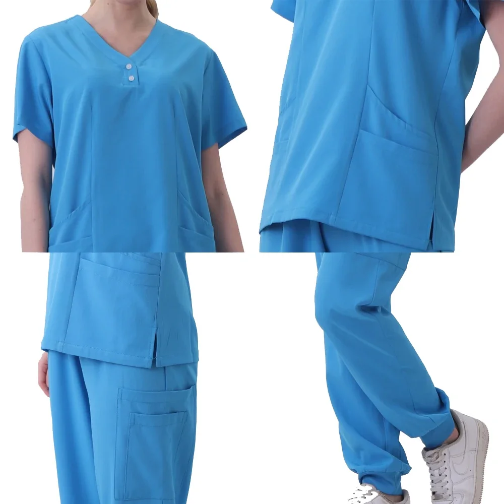 Medische Verpleegkundige Schoonheidssalon Werkkleding Klinische Scrubs Top Broek Spa Arts Verpleegkundige Tuniek Pak Chirurgische Uniformen Vrouw Scrub Set