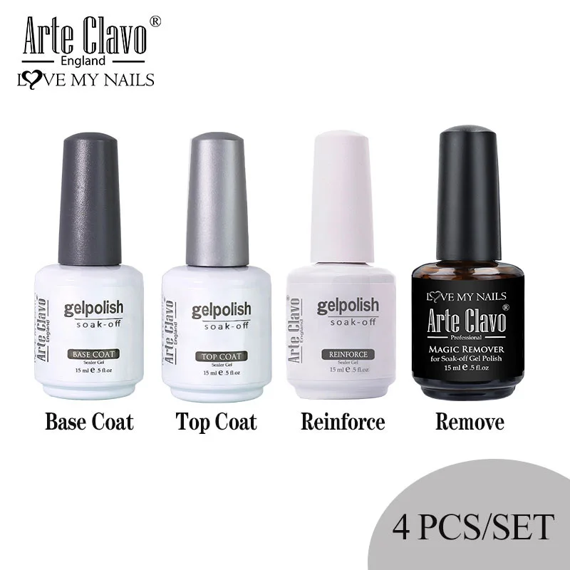 Arte Clavo Gel Nail Polish Kit Long Lasting Soak off Hybrid 4PCS/Set Top Base Coat Remover Reinforce Gel Fast Delivery Manicure