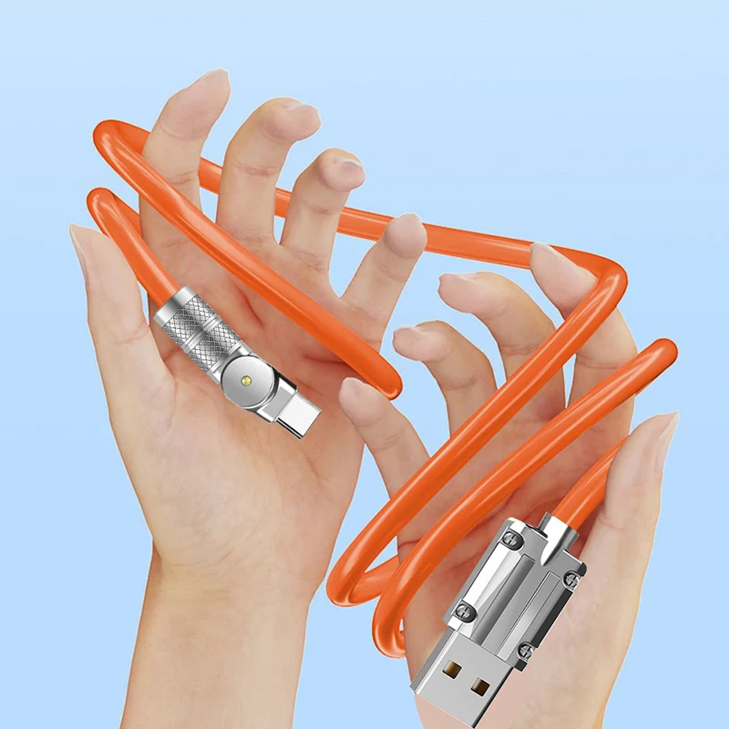 120W 7A Fast Charge USB Type C Cable 180 Degree Rotation Elbow Cable for Game for Xiaomi Redmi Honor Phone Charger USB C Cable image 6