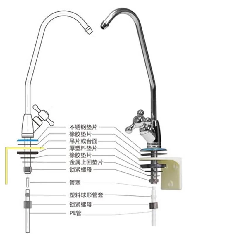 صنبور قطعة معلقة تنقية المياه ملحق gooseneck المياه معلقة قطعة قطعة ثابتة معلقة قطعة على الحائط 12 مللي متر