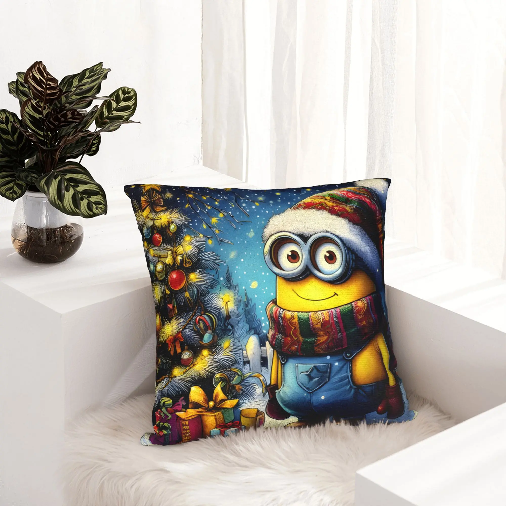 Cartoon M-Minions Christmas Pillowcase Soft Polyester Cushion Cover Gift  Pillow Case Cover Car Dropshipping 40*40cm