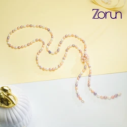 Zorun Natural Freshwater Drop Pearls 6-7MM Long Sweater Chain 100cm Necklace Jewelry Fine for Women  New Design Good Sales