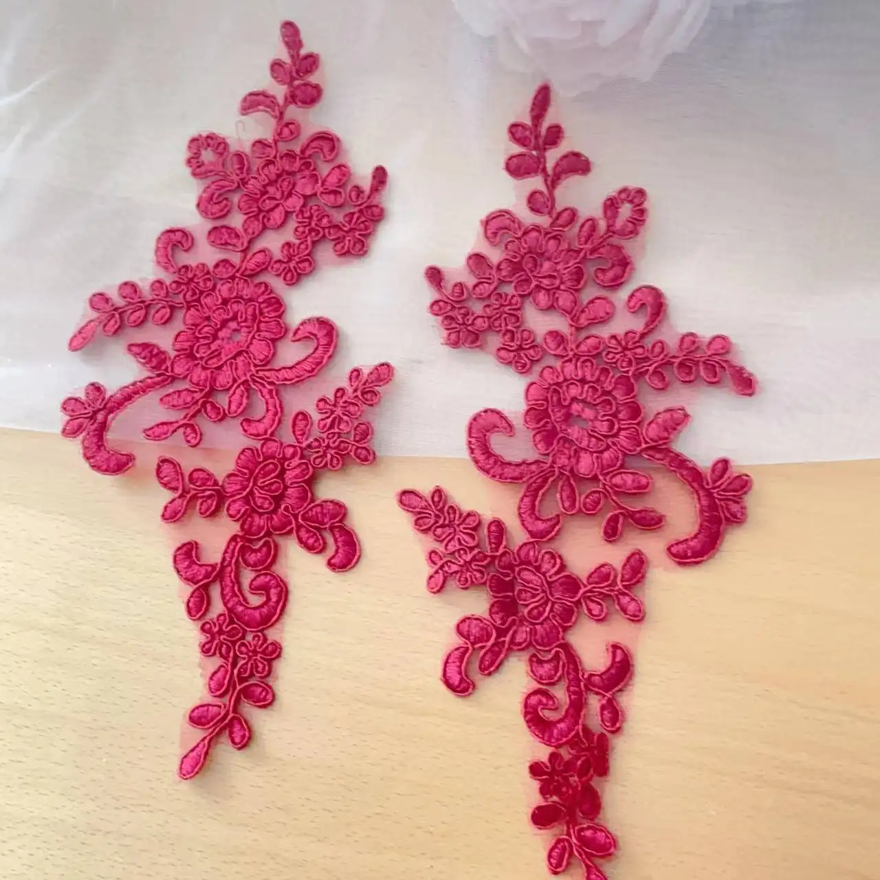 Border Lace Mirrored Flowers for Wedding Dress, Headdress, DIY Sewing Accessories, 20 PCs/Lot