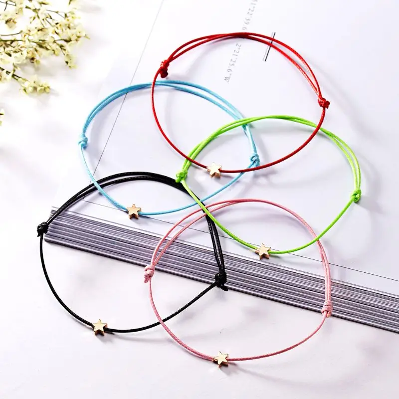 Exquisite Adjustable Wax Rope Bracelet for Wish Card Star Charm Bracelets Decor Dropship