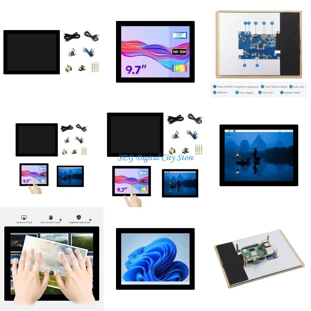 

U75B 9.7" Screen Wide LCD 9.7Inches Display Screen Panel Vertical to Horizontal Adjust 768×1024P