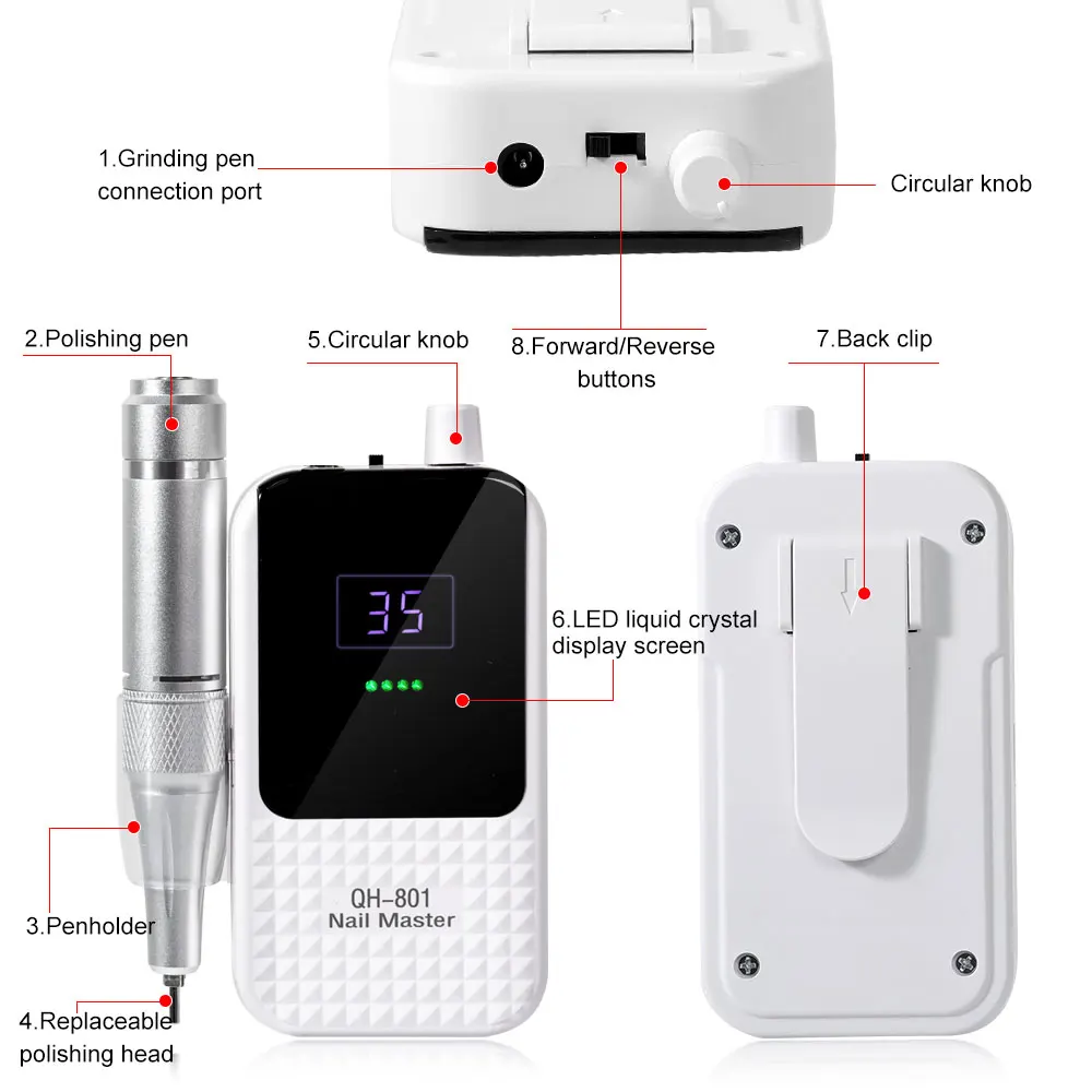 45000 RPM draagbare elektrische boorset Professionele nagelboormachine Oplaadbare elektrische nagelpolijstmachineset voor manicuresalon