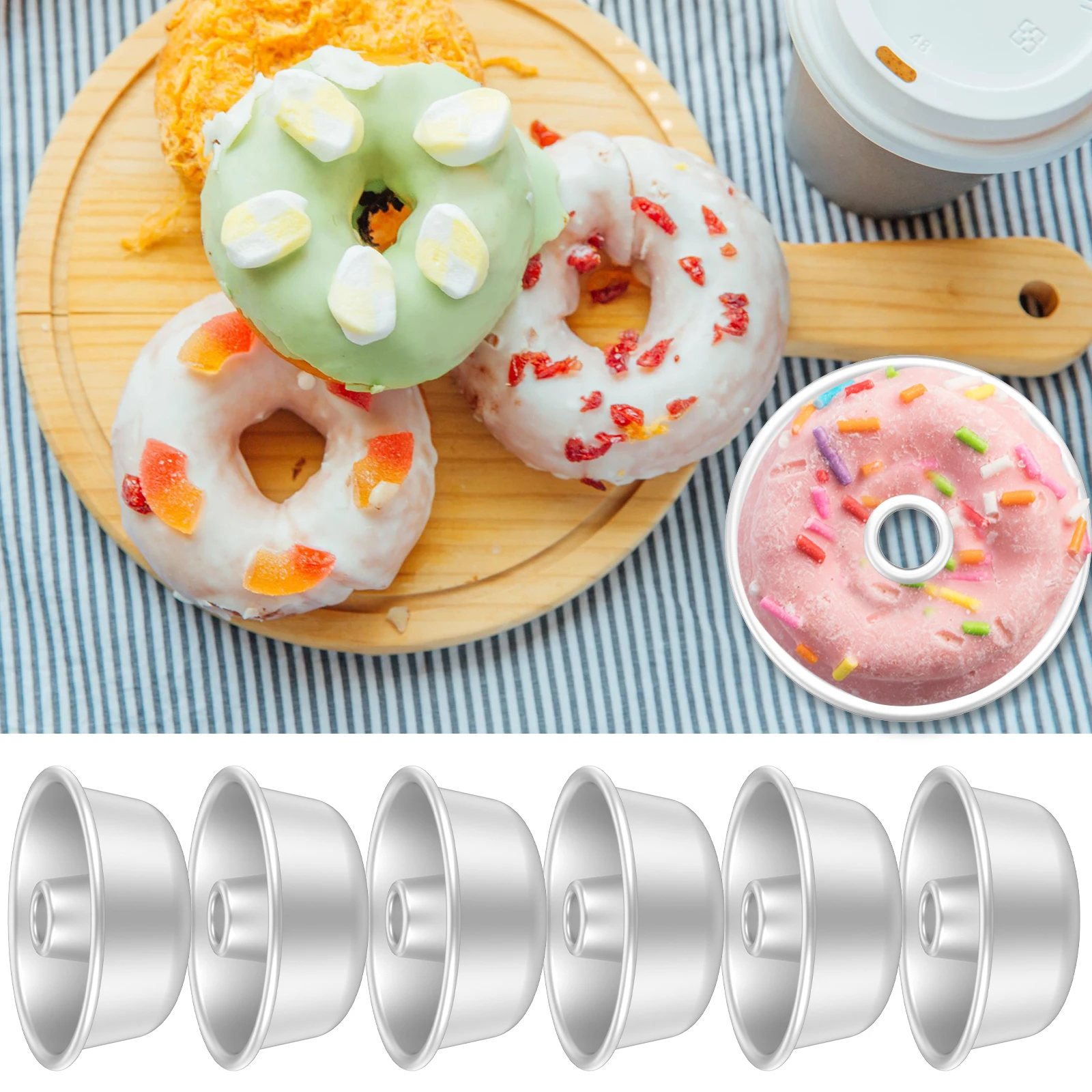 6Pcs Pound Cake Pan Nonstick Tube Cake Pan Stackable Pound Cake Mould Anodized Surface Angel Food Cake Pan Reusable Chiffon Cake