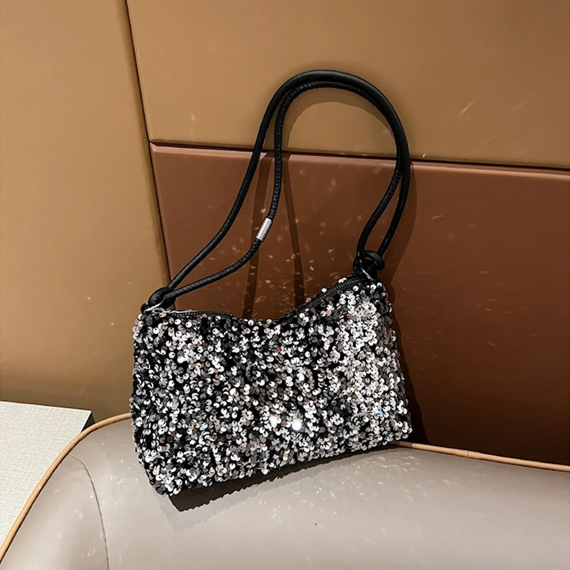 Borsa a tracolla con paillettes alla moda borsa a tracolla Casual con paillettes colorate borsa a tracolla con cerniera Versatile borsa da donna con pochette in tinta unita