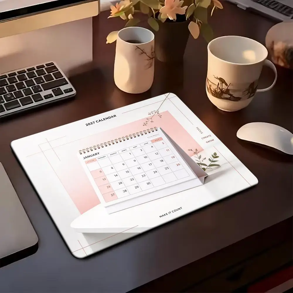 2027 Desk Calendar Pattern Square Mouse Pad Extended Card DeskMat Stitched Edge Non‑Slip Keyboard Mat For Home Office CP GameMat