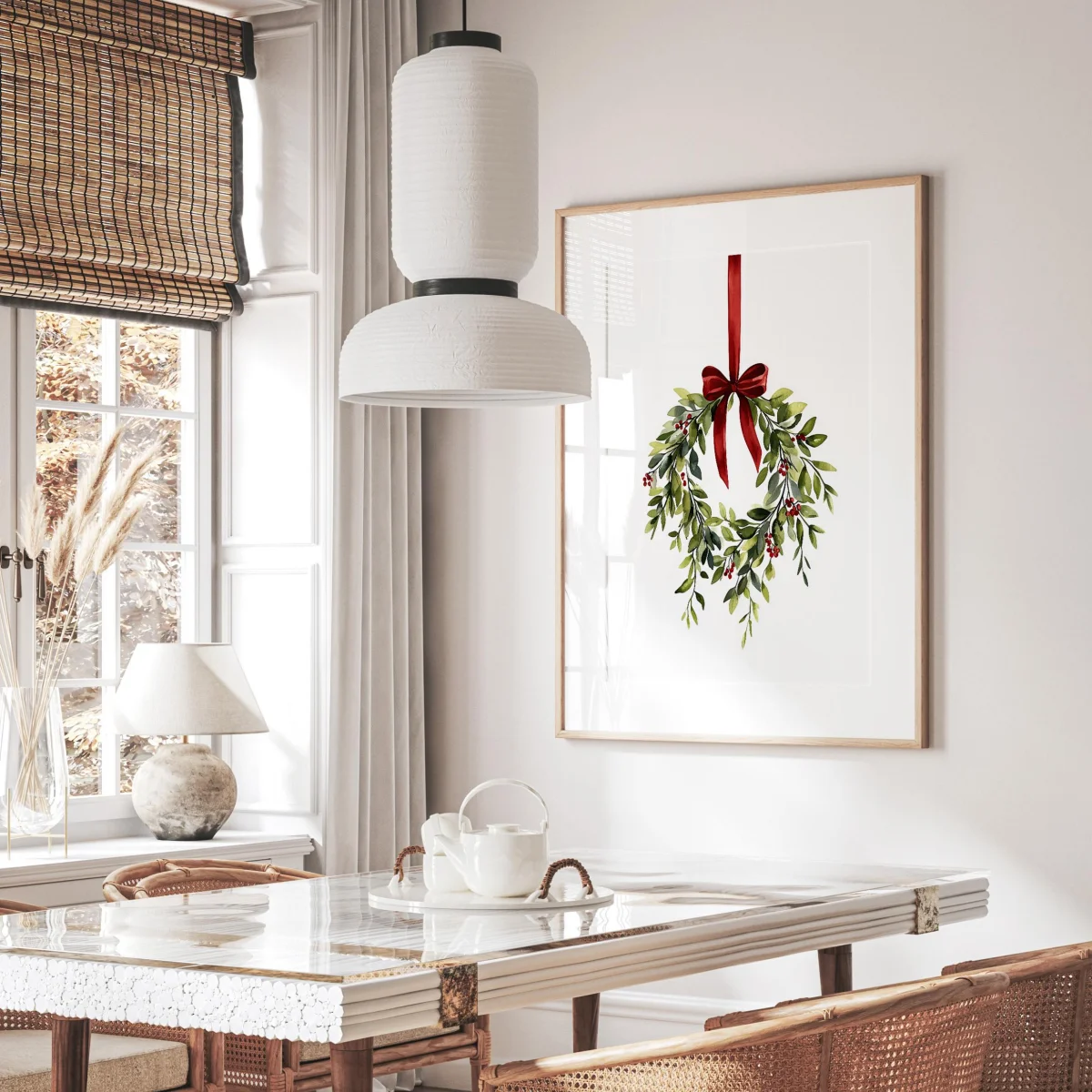 3 قطعة/المجموعة عيد الميلاد إكليل لطيف الأحمر القوس قماش طباعة المشارك عيد الميلاد الفن يطبع جدار الفن غرفة المعيشة غرفة نوم ديكور المنزل هدايا عيد