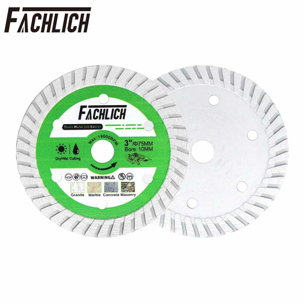 FACHLICH Dia75mm Mini Grinder Cutting Disc Wood PVC Tile Marble Concrete Metal Aluminum Glass Bore10mm 3inch Saw Blade Hand Tool