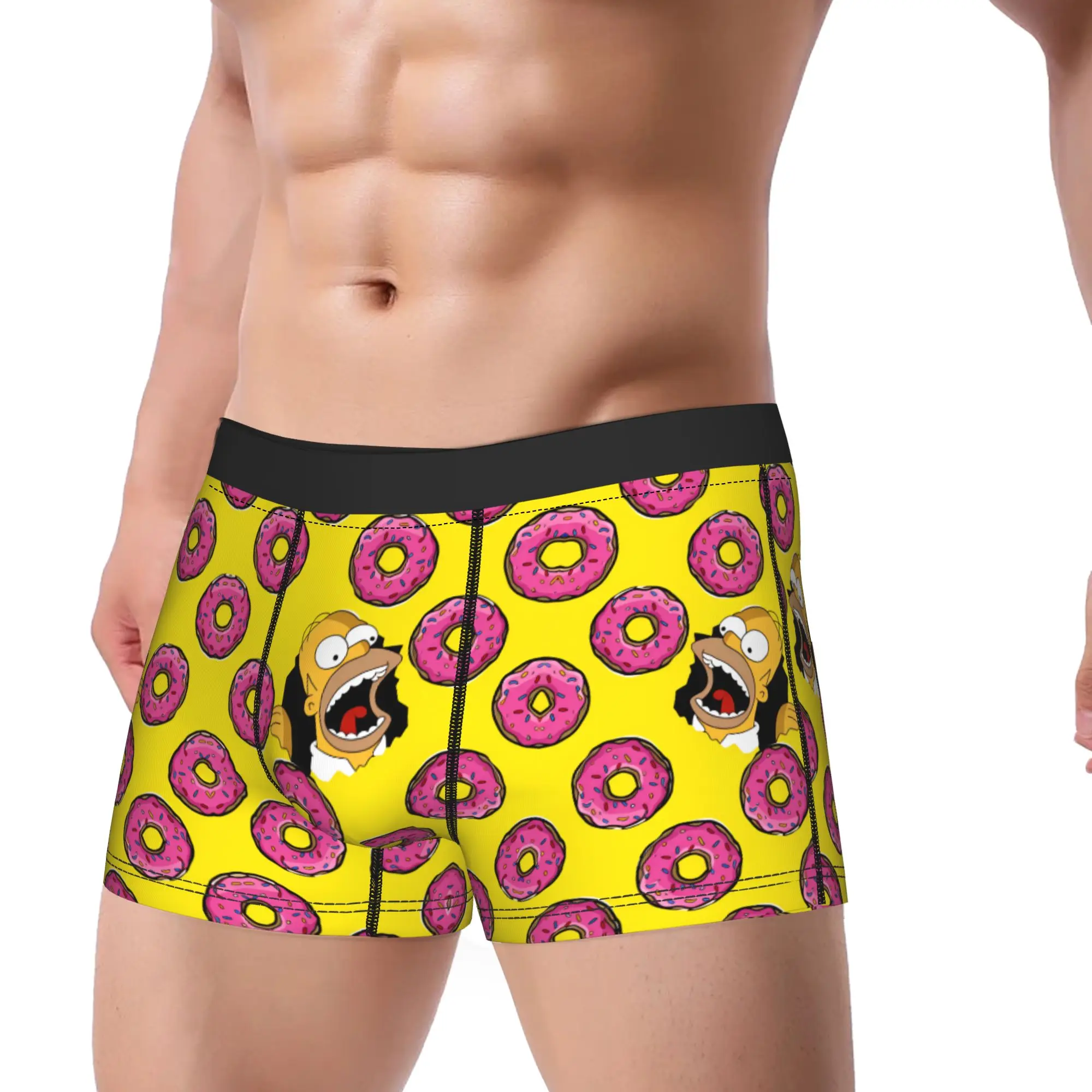 S-Simpsons Donut Pattern Underwear  Soft Trend Panties Design Shorts Briefs For Man Pouch Plus Size Boxer Shorts