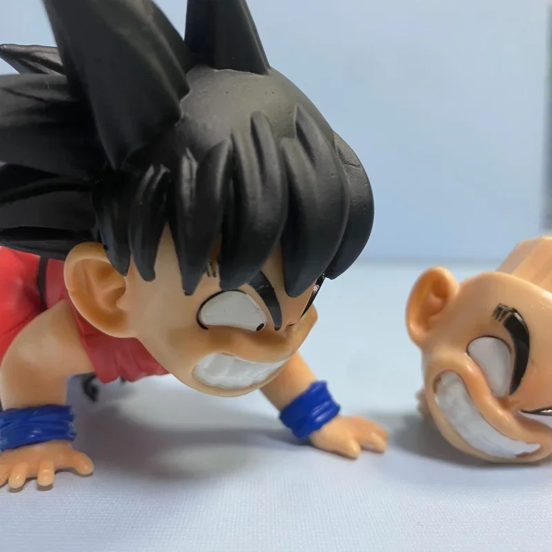 6cm Dragon Ball Anime Martial Arts Competition Childhood Crawling Goku Double Face Replaceable Model Handmade Toy Gift