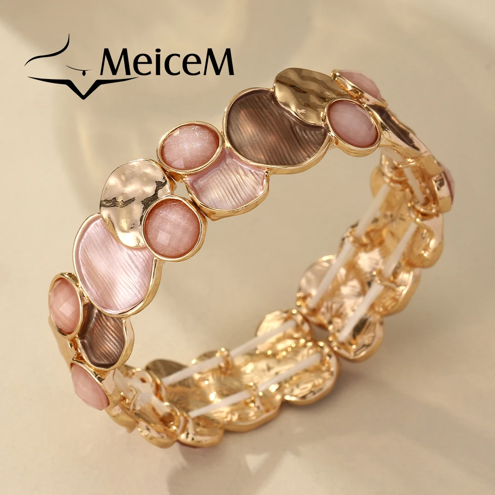 

MeiceM Round Zinc Alloy Bracelet Retro Elegant Simple Women's Bracelet Fashion Women's Party Jewelry 2024 Valentine's Day Gift