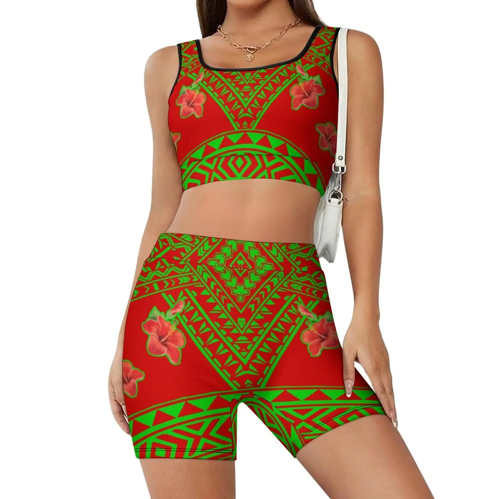 Feiji Island Print Women'S Yoga Wear Set: A Set Of Two Comfortable Yoga Sportswear And Customizable Pilates Training Wear