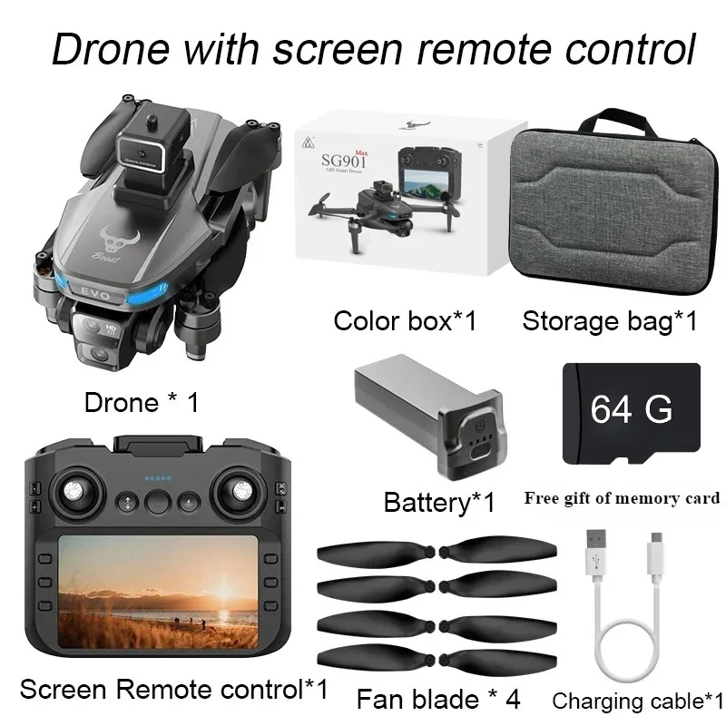 

SG901 MAX GPS Дрон Профессиональное управление экраном 4K HD Двойная камера Бесщеточный Предотвращение препятствий Аэрофотосъемка Квадрокоптер Игрушки