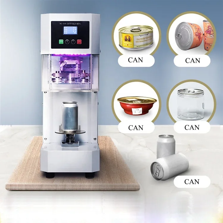 Factory Automatic Rotating Commercial Soda Beer Can Seamer Beverage Bottles Sealing Machine