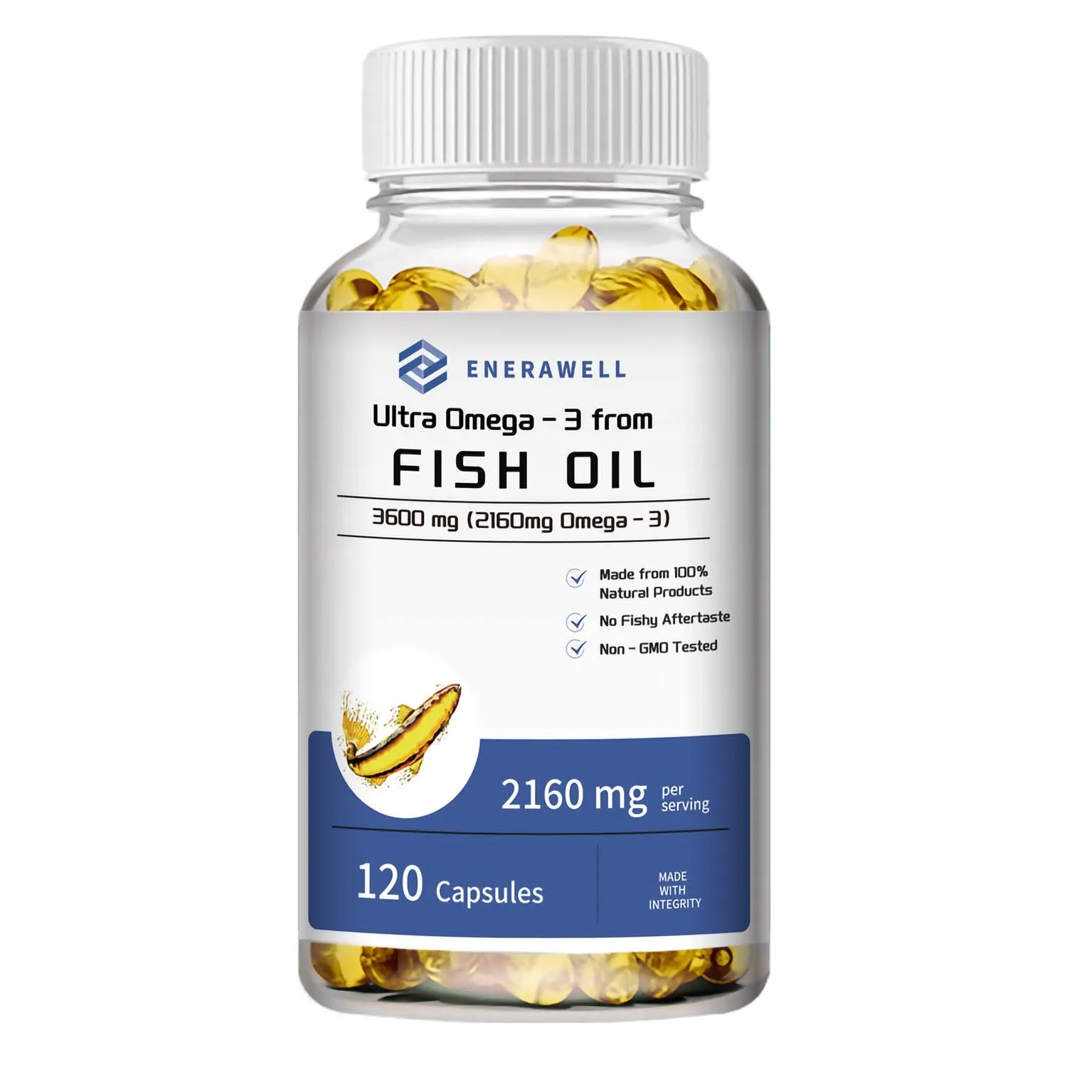 3600mg Fish Oil Capsules Rich in EPA & DHA for Heart Brain Eyes Immune Health Omega 3 Fatty Acids Supplement