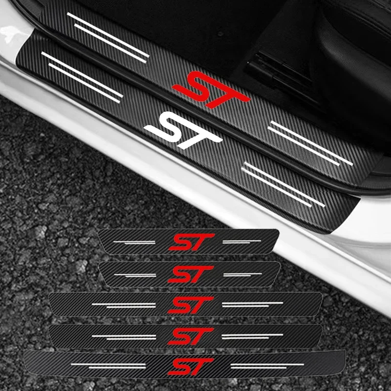4/8Pcs Car Door Sill Protector Sticker Waterproof Anti Scratch Decal for Ford ST Style Fiesta Focus EcoSport Exterior Accessor