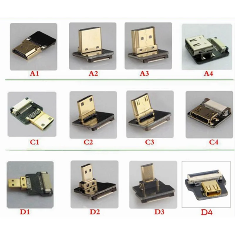 FPC 20Pin HDMI Flat Male 90 Degree Down Angled Connector for Ribbon Cable,Raspberry Pi, GoPro,Mini Display, Drone, Camera etc