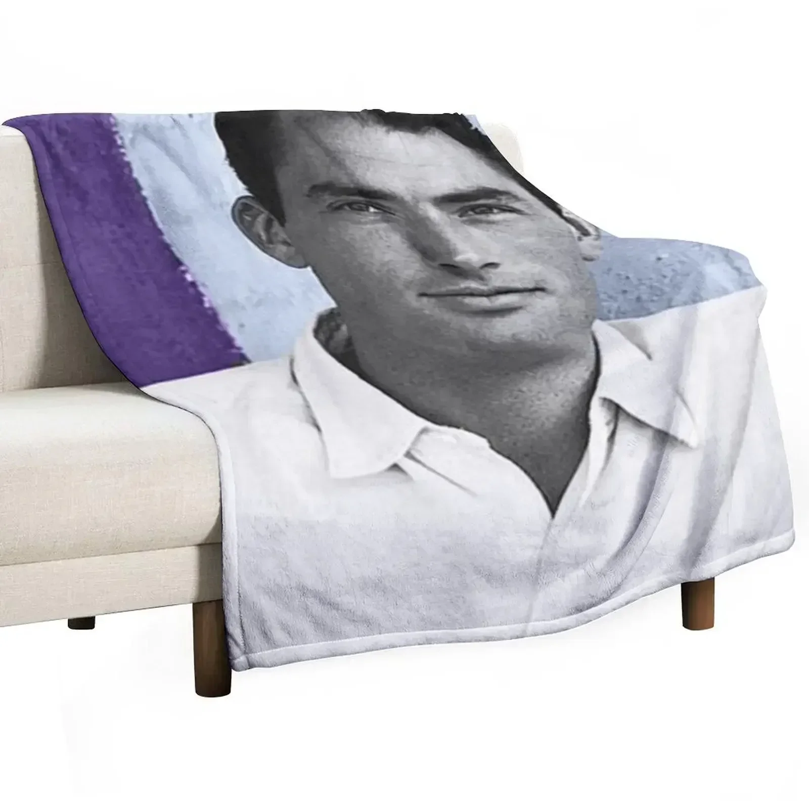 Gregory Peck on blue background Throw Blanket blankets and throws Summer For Decorative Sofa Blankets