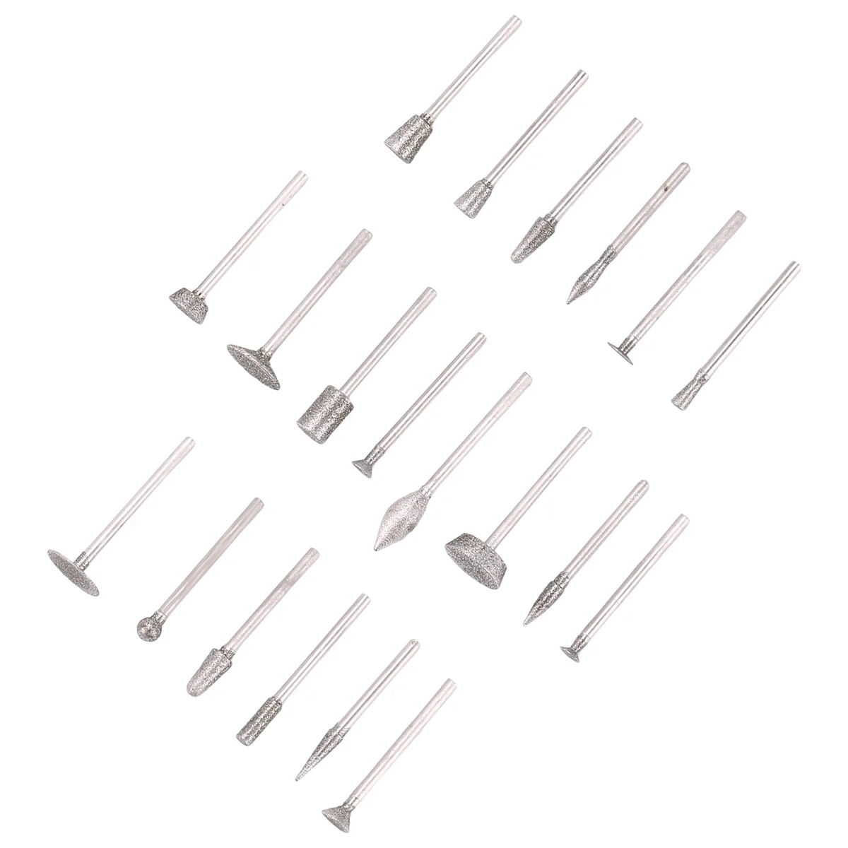 Stone Carving Set Diamond Burr Bits,20PCS Polishing Kits Rotary Tools Accessories with 1/8 Inch Shank for Carving