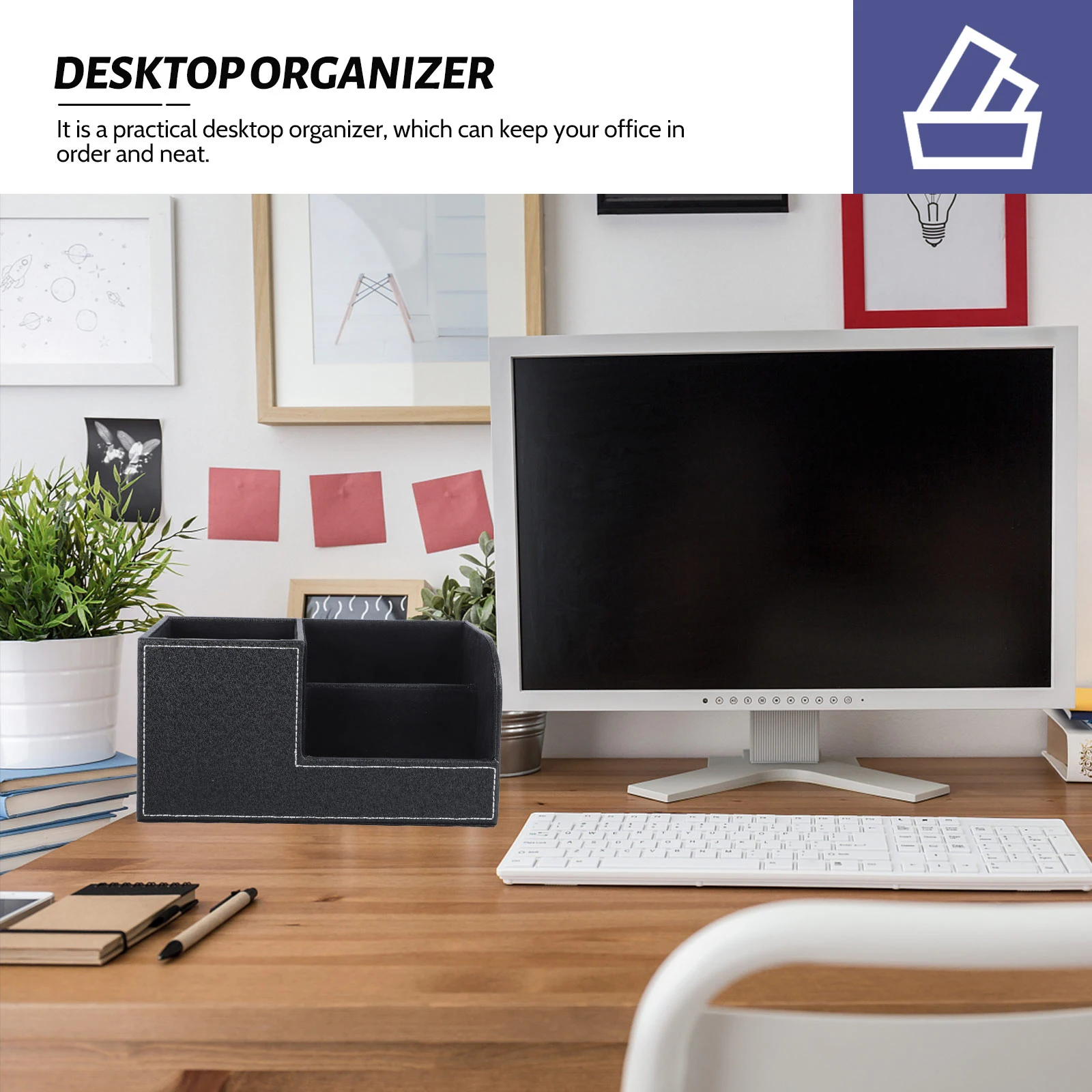 

1Pcs Office PU Pen Holder Creative Desktop Organizer Multifunctional Stationery Box Business Pen Container