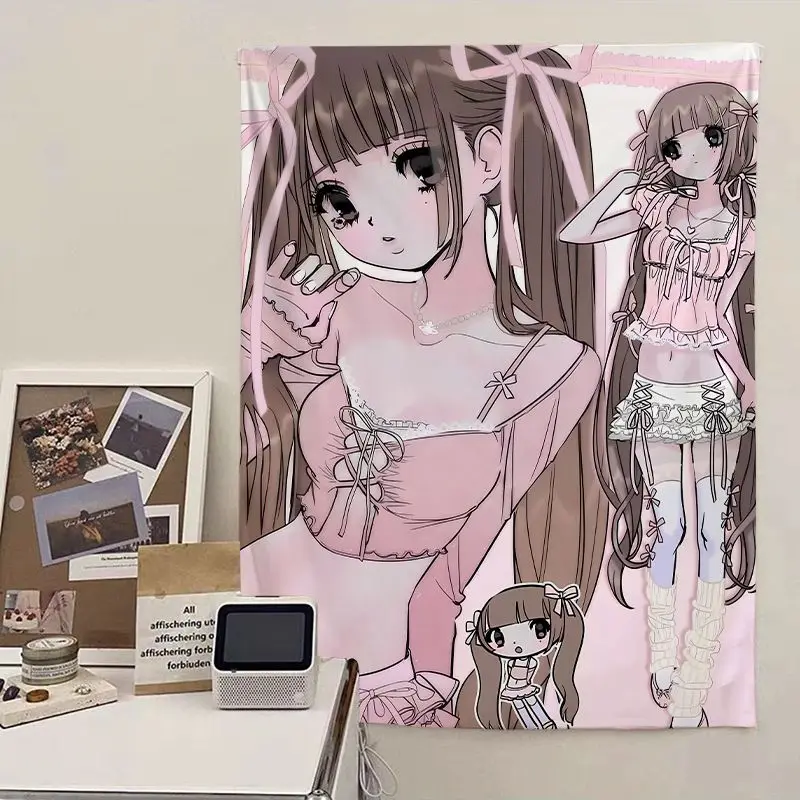 فتاة حلوة معلقة من القماش الكرتوني لطيف خلفية القماش فتاة القلب غرفة نوم غرفة جدار ديكور المنزل