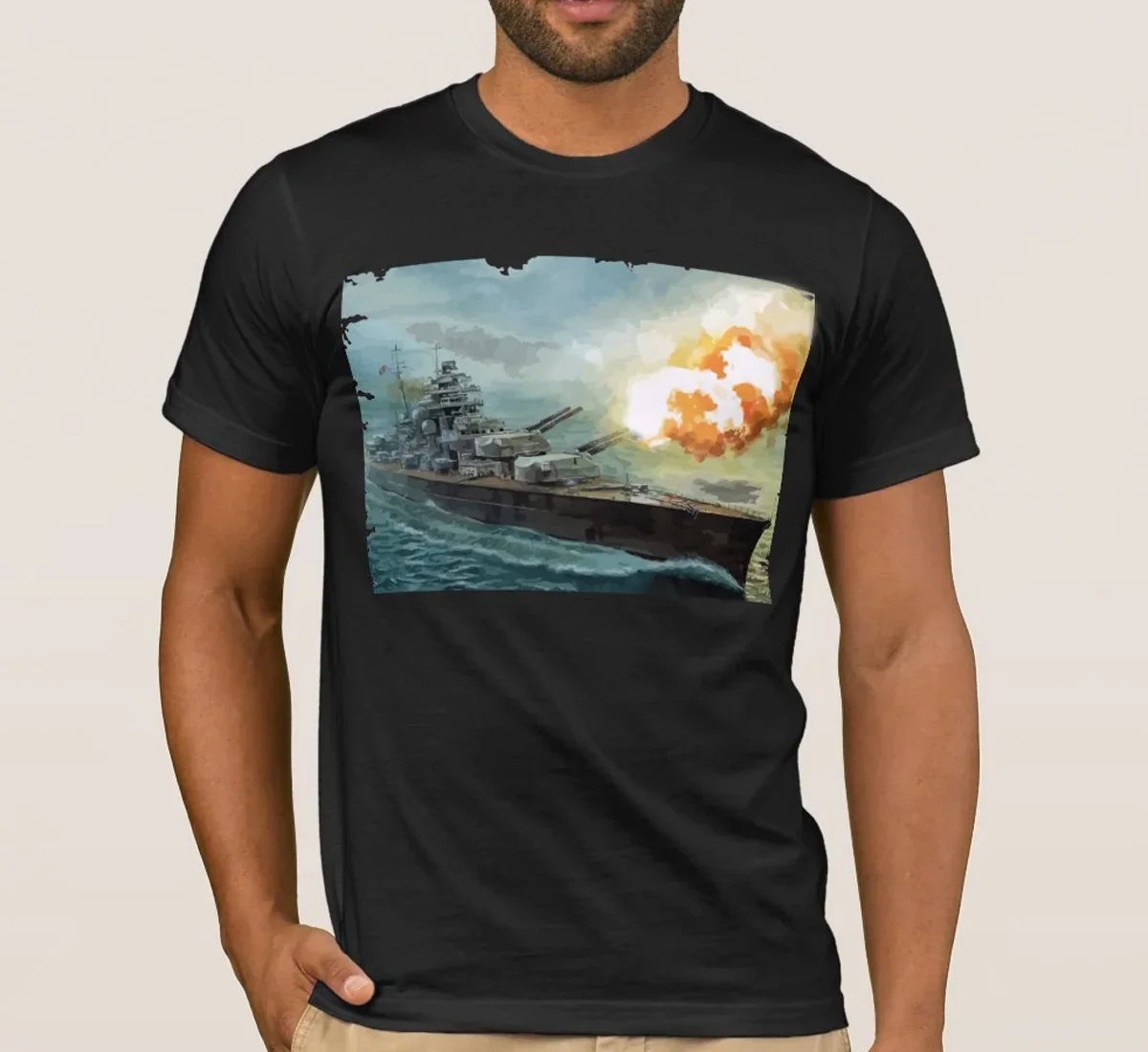 Vintage Bismarck Battleship Graphic Printed T-Shirt. Summer Cotton Short Sleeve O-Neck Mens Gift T Shirt New S-3XL