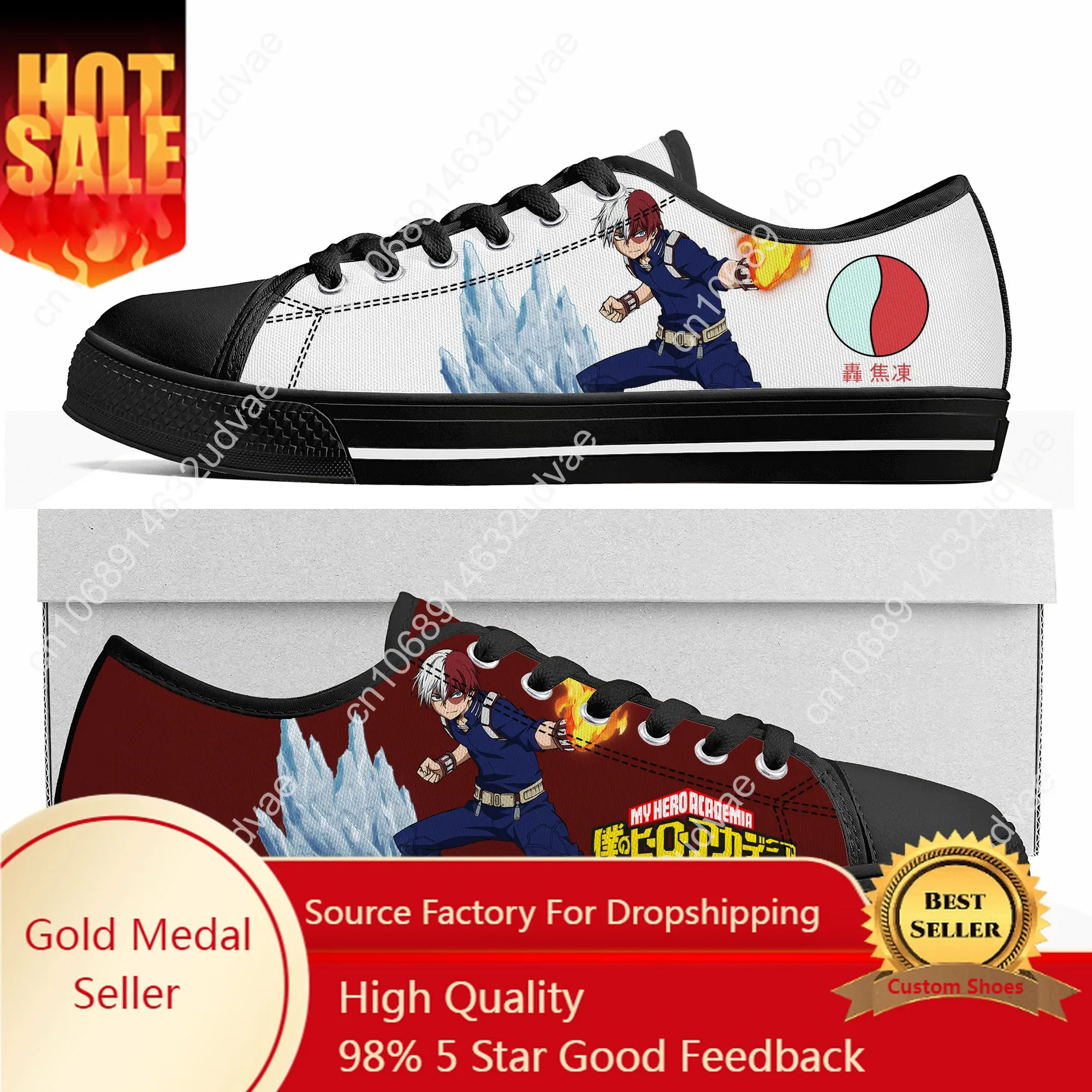 

Anime Shoto Todoroki My Hero Academia Low Top Sneakers Mens Womens Teenager High Quality Canvas Sneaker Couple Shoes Custom Shoe