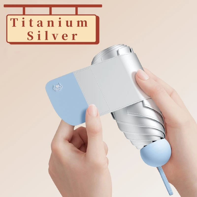 Versatile Titanium Silver UV Resistant Sun Umbrella Super Strong Sun Protection for Rain And Sunshine Capsule Design
