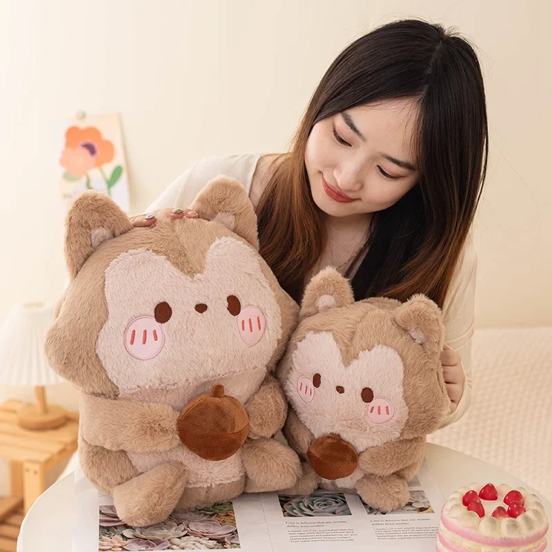 Cute 25/35cm Squirrel Doll Soft Plush Toys Hug Pine Nut Kawaii Animal Toy Throw Pillow Home Decor Funny Birthday Gift For Kids