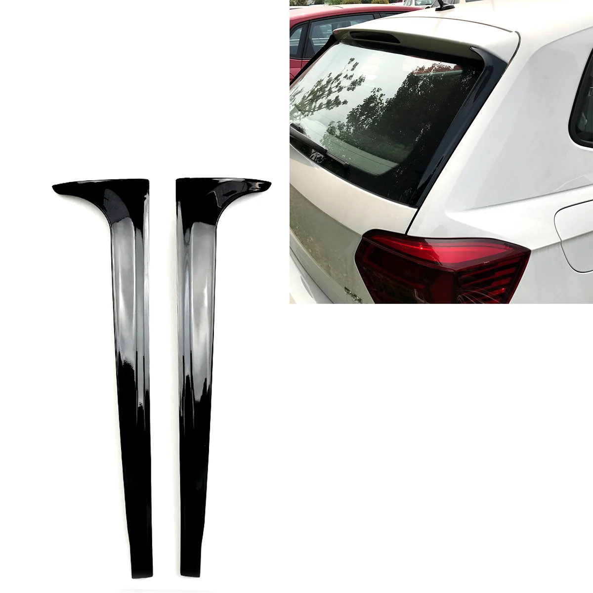 

For Volkswagen VW Polo MK6 2019 2020 2021 Rear Side Wing Spoiler Splitters ABS Trim Cover Sticker Accessories Car Styling