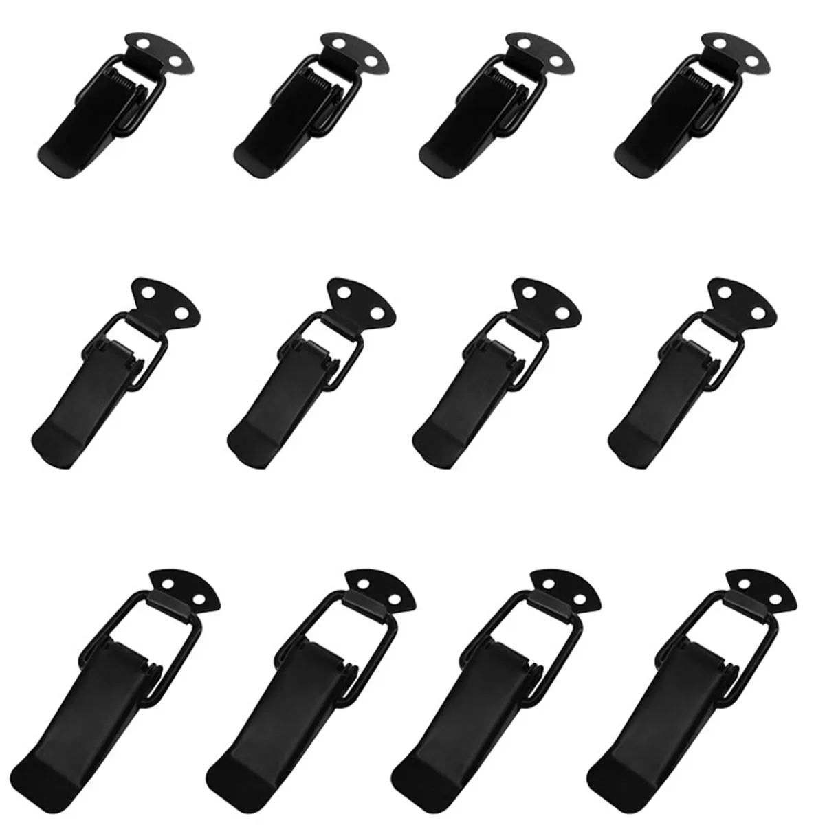 

12pcs Black Clasp Locking Buckles Luggage Metal Buckle Latch Spring Holder Strong Carry Easy Open Close Safety Durable