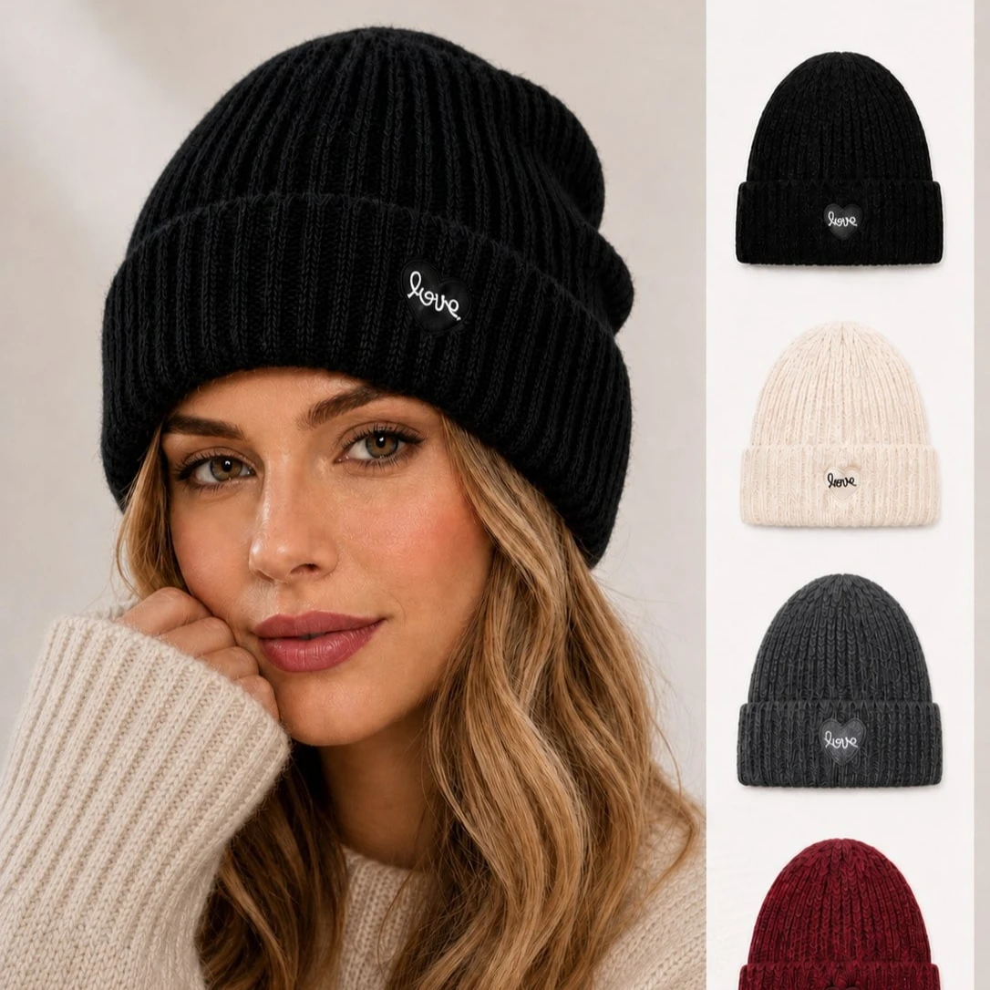Beanie Cuffed Knit - Women's Soft Plush Knit Loose Beanie,