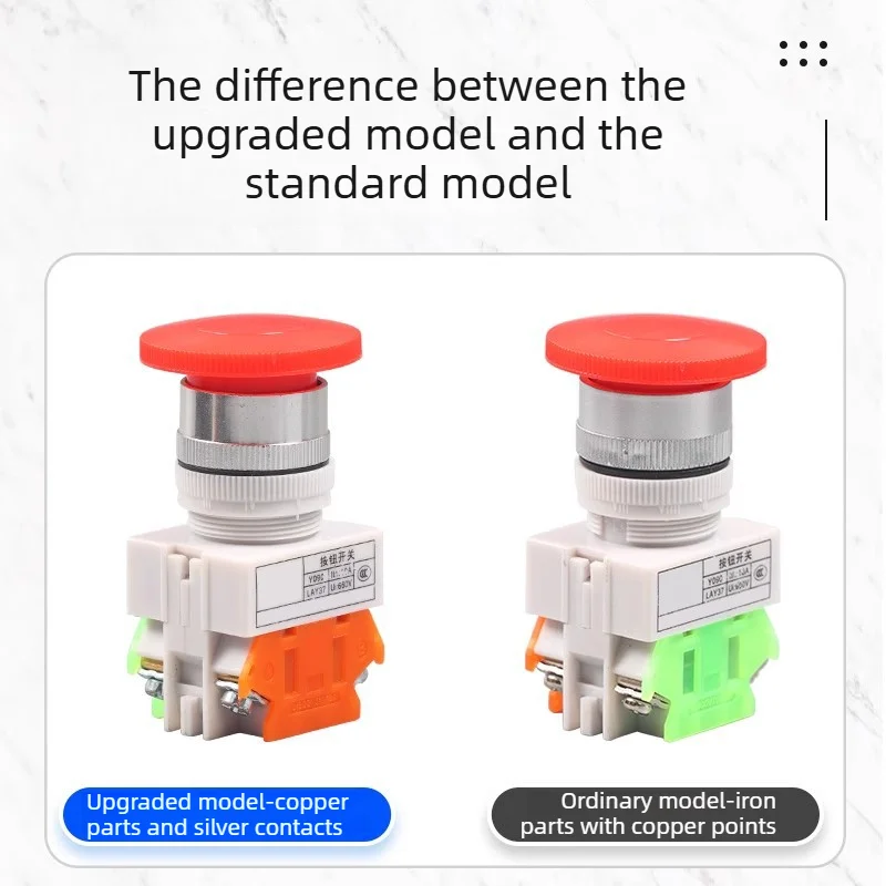 LAY37-11M(PBC)  Y090-11M Mushroom Head Push Button Switch Momentary Latching Emergency Stop Button for Industrial Control Panel