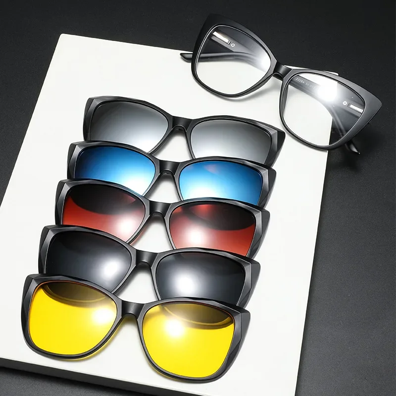 

Очки KIZN 6 в 1: модные поляризационные магнитные накладки на очки, очки для зрения, солнцезащитные очки для коррекции близорукости -0.5~-6.0