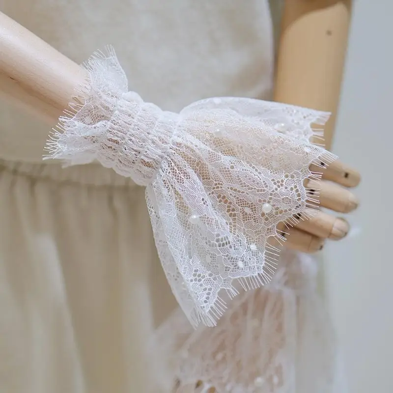 39bb-パール手首袖口花柄ネイルディスプレイアクセサリーレース刺繍