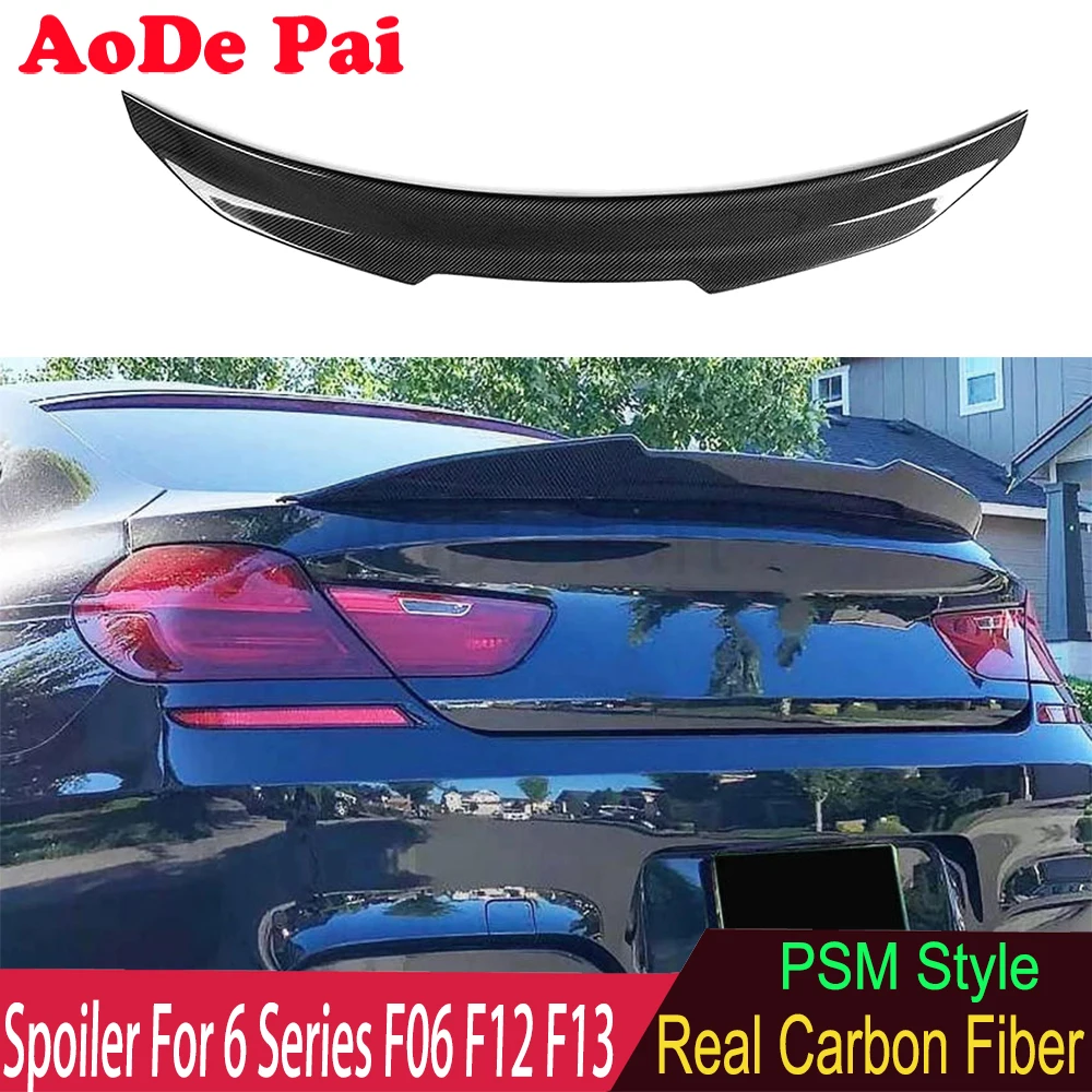 PSM Style Carbon Fiber Rear Boot Trunk Wing Spoiler Ducktail For BMW 6 Series F06 F12 F13 2012-2016