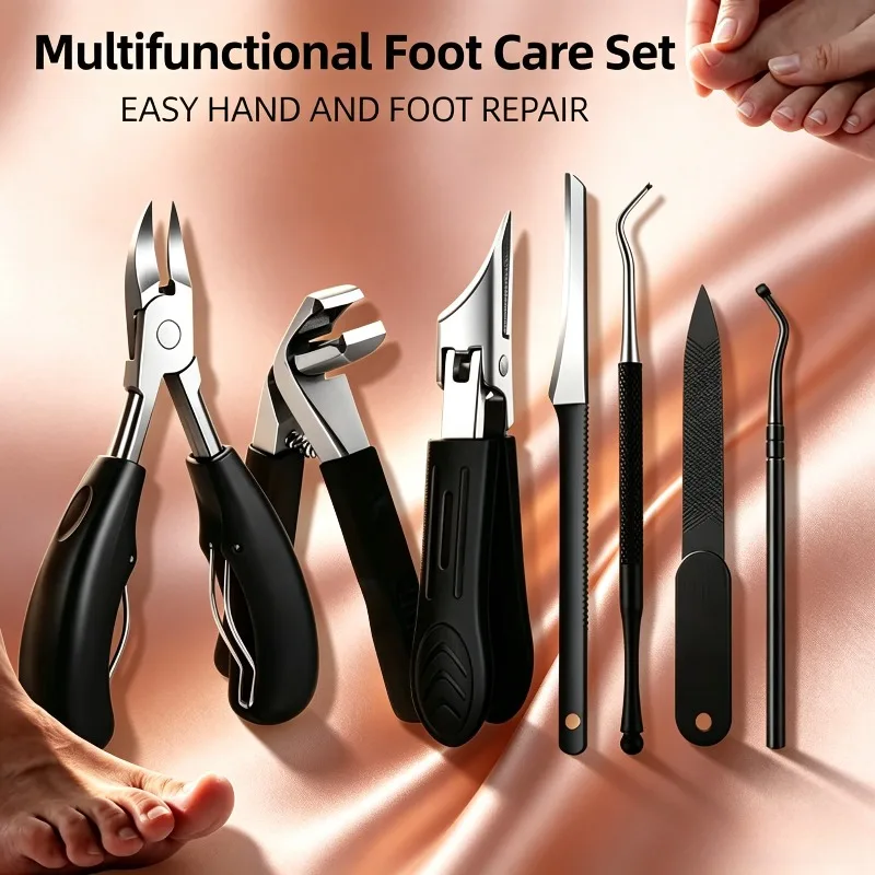 5/7-teiliges Professionelles Hochleistungs-Nagelpflegeset, Vollständiges Edelstahl-Maniküre- und Pediküre-Werkzeugset, Komplett mit Nagelknipsern