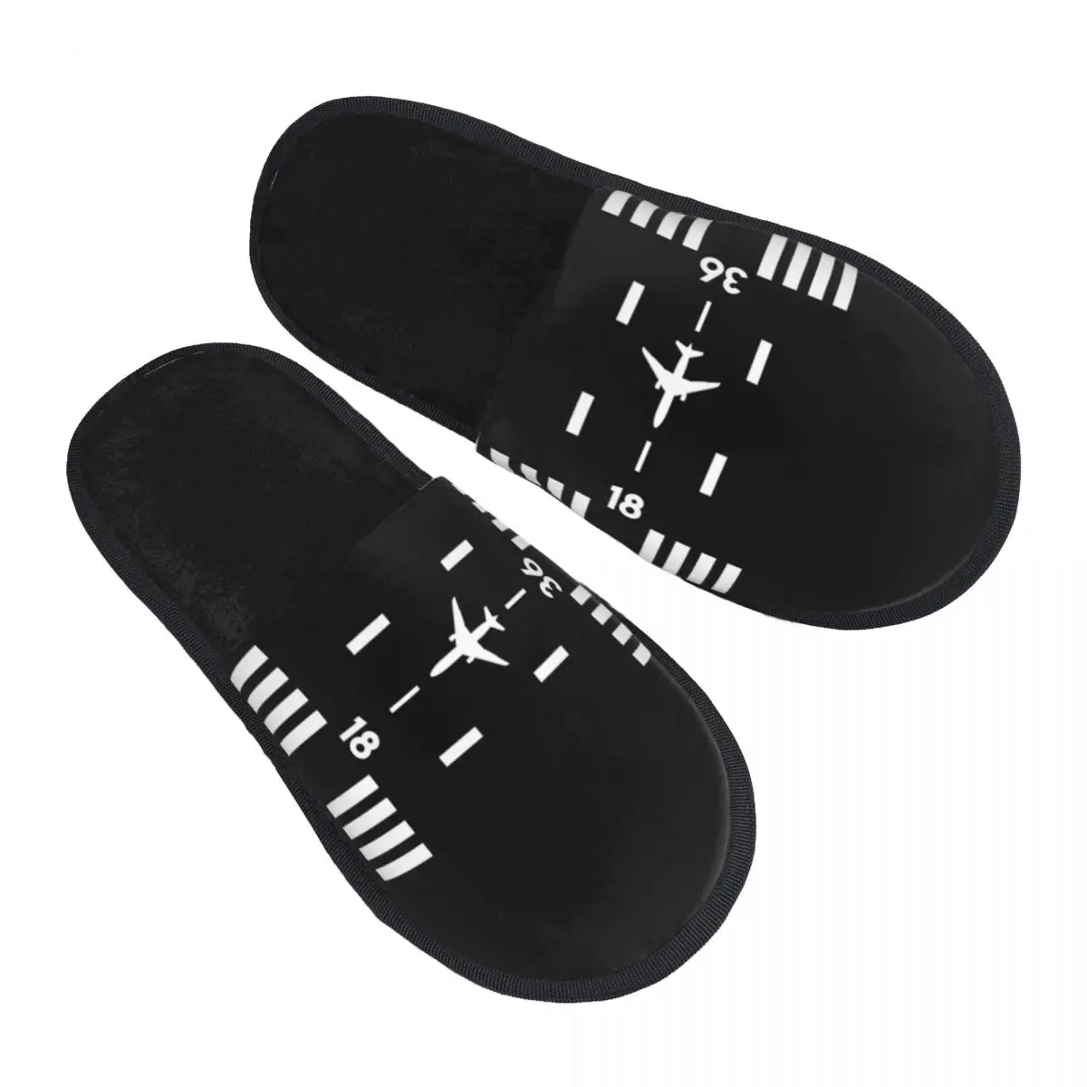 

Airport Runway Traffic Controller Guest Slippers for Hotel Women Custom Print Aviation Airplane Pilot Aviator House Slipper