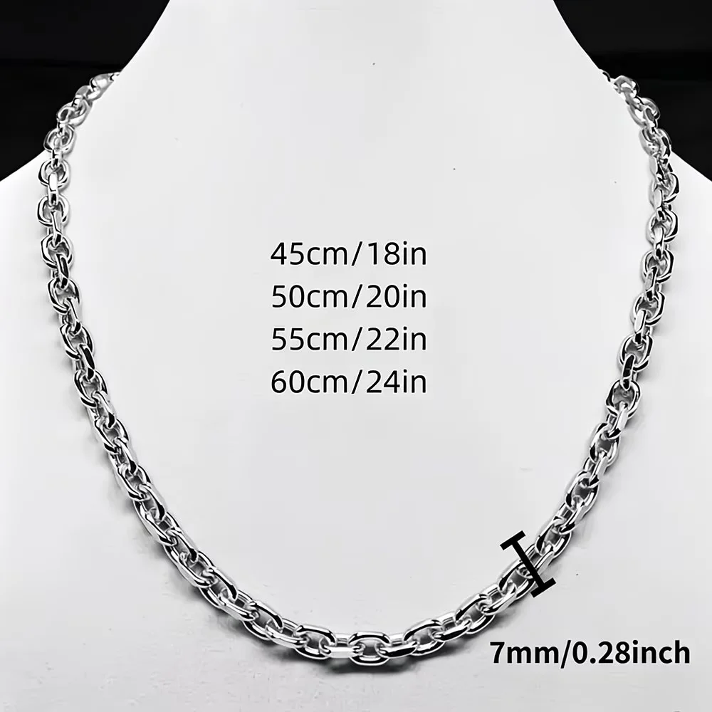 1pc Round Polished Cross Chain Stainless Steel Round Grind Cross Chain Necklace Minimalist Everyday Accessory Unisex 45/50/55/60