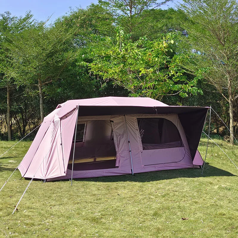 outdoor camping vinyl sun protection rain protection automatic aluminum alloy camping two bedrooms one living room large tent